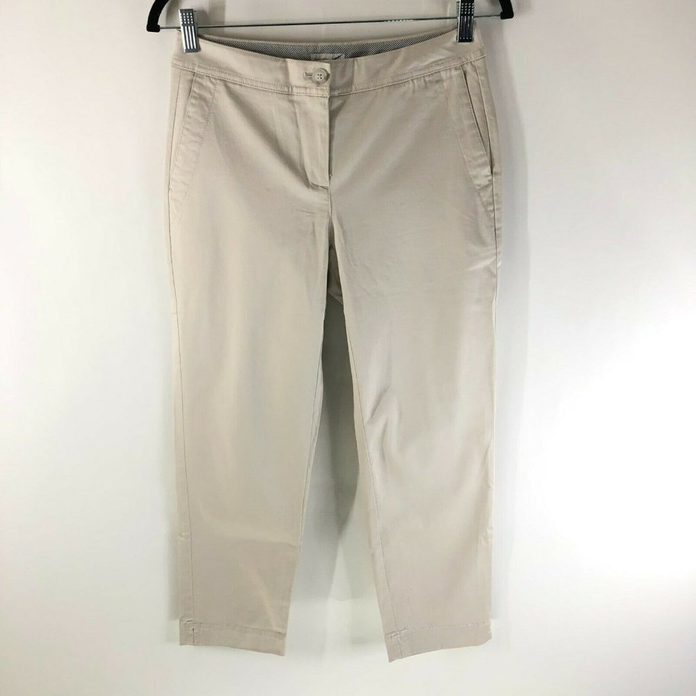 J Jill Womens Pants Live-in Chino Capri Crop Cotton Stretch Beige Size 2